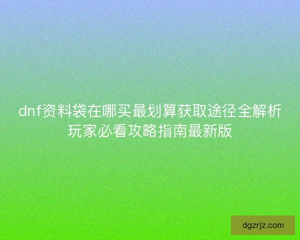 dnf资料袋在哪买最划算获取途径全解析玩家必看攻略指南最新版